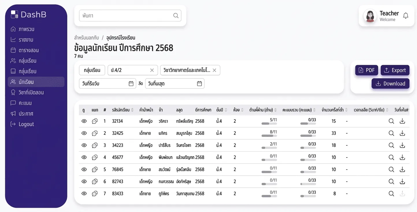 DashB Teacher Dashboard